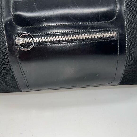 Salvatore Ferragamo Gancini Black Nylon and Patent Leather Shoulder Bag - Picture 4 of 16